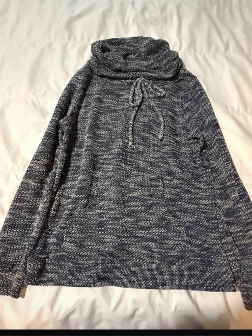 Women’s loveappella Blue Marled Funnel Neck Sweater